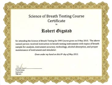 Science of Breath Testing Course Certificate